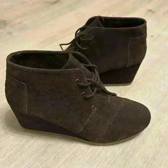 Toms Shoes - Never worn brown suede TOMS 'Desert' Wedge Bootie (Women) size 9.5W
